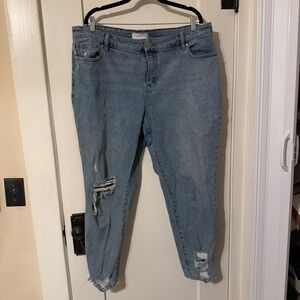 Lane Bryant Distressed Mid Rise Boyfriend Jean